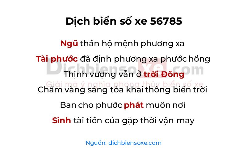 Dịch thơ biển số 56785