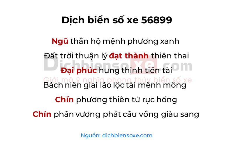 Dịch thơ biển số 56899