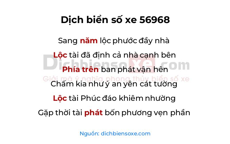 Dịch thơ biển số 56968