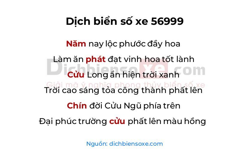 Dịch thơ biển số 56999