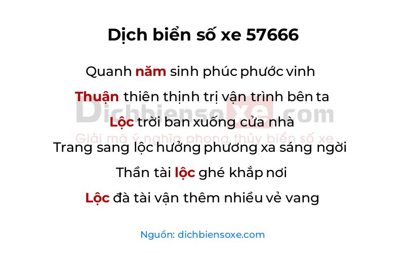 Dịch thơ biển số 57666