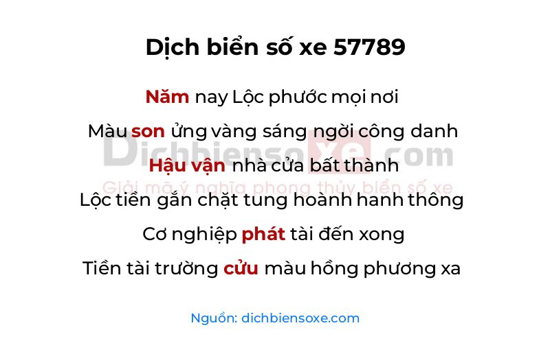Dịch thơ biển số 57789