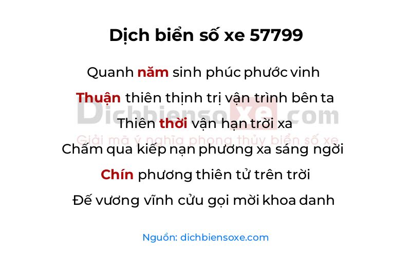 Dịch thơ biển số 57799