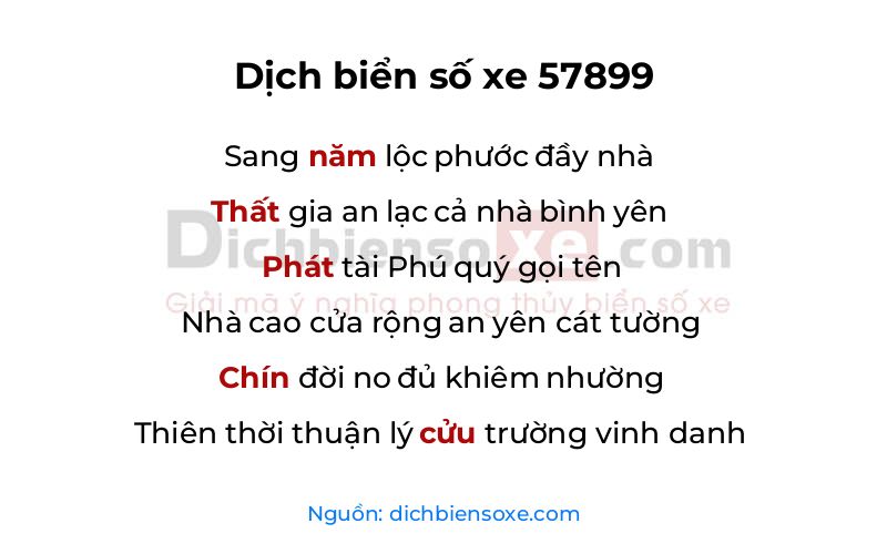 Dịch thơ biển số 57899
