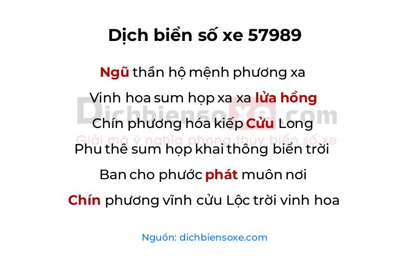 Dịch thơ biển số 57989