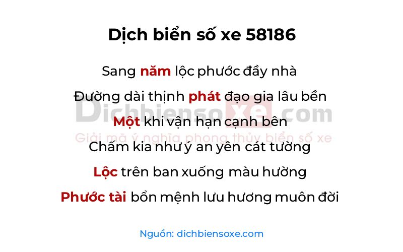 Dịch thơ biển số 58186