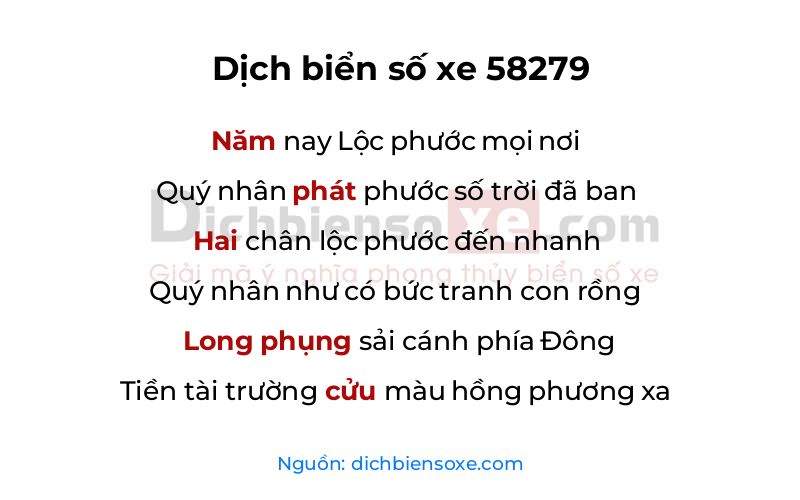Dịch thơ biển số 58279