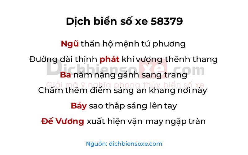 Dịch thơ biển số 58379