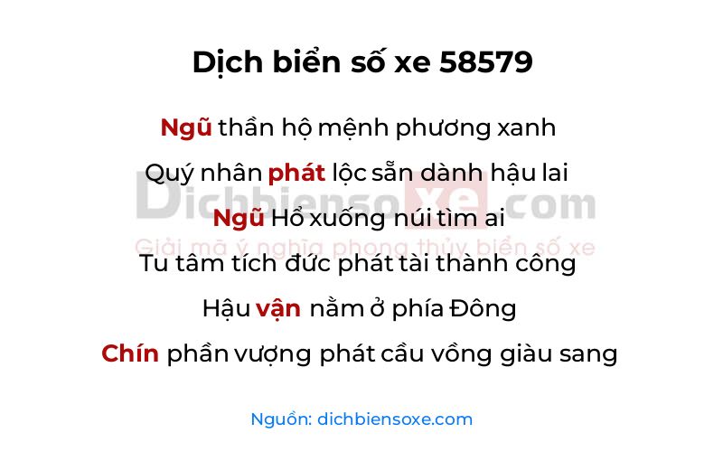 Dịch thơ biển số 58579