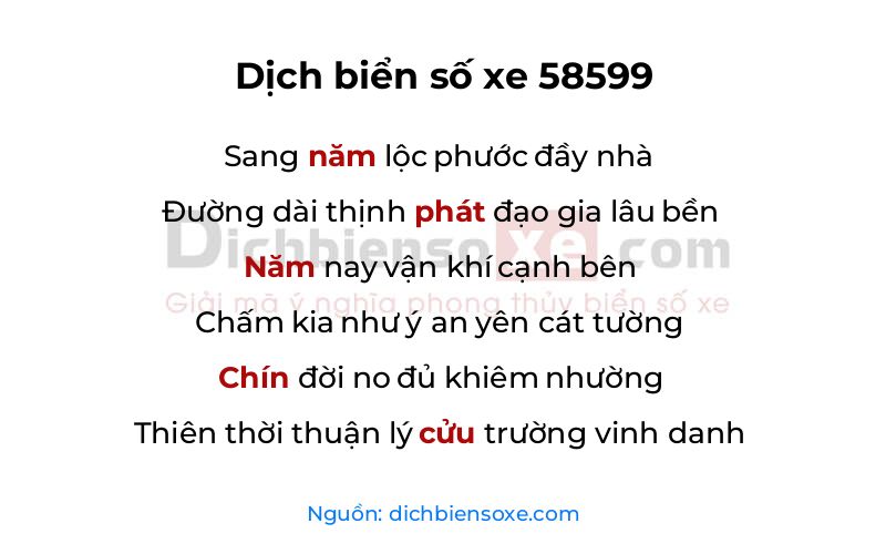 Dịch thơ biển số 58599