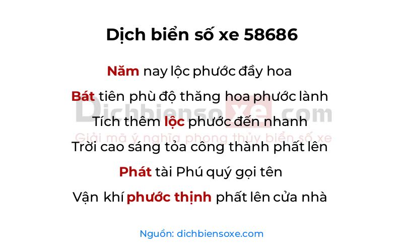 Dịch thơ biển số 58686