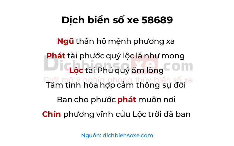 Dịch thơ biển số 58689