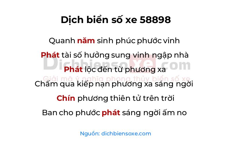 Dịch thơ biển số 58898