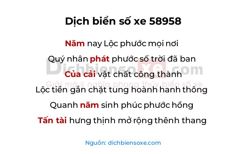 Dịch thơ biển số 58958