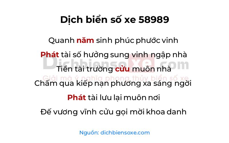 Dịch thơ biển số 58989