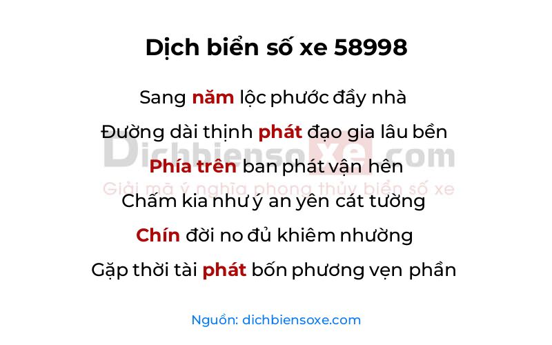 Dịch thơ biển số 58998