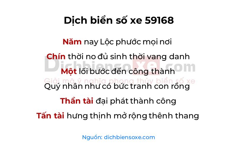 Dịch thơ biển số 59168