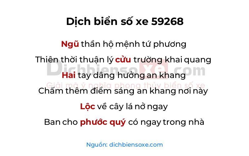Dịch thơ biển số 59268