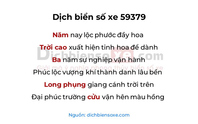 Dịch thơ biển số 59379