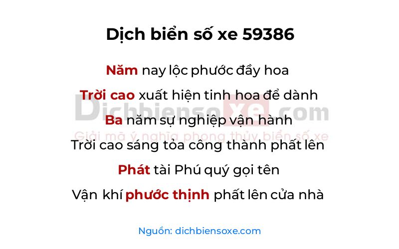 Dịch thơ biển số 59386
