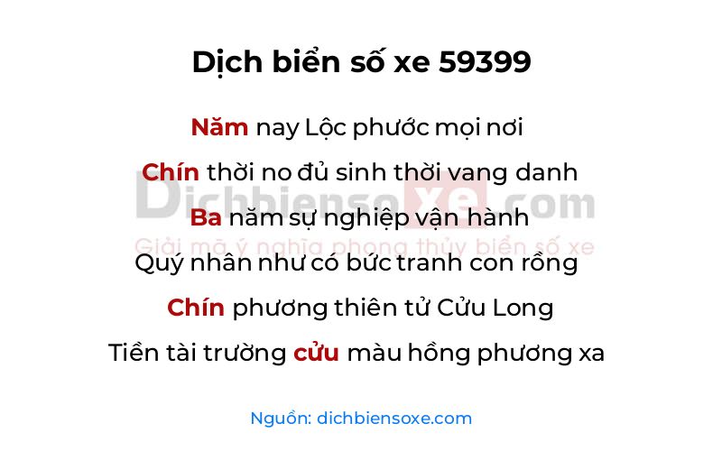 Dịch thơ biển số 59399