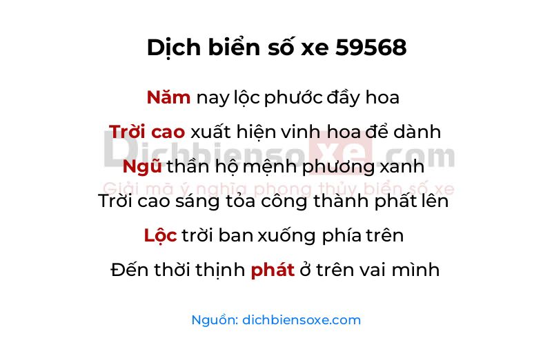 Dịch thơ biển số 59568