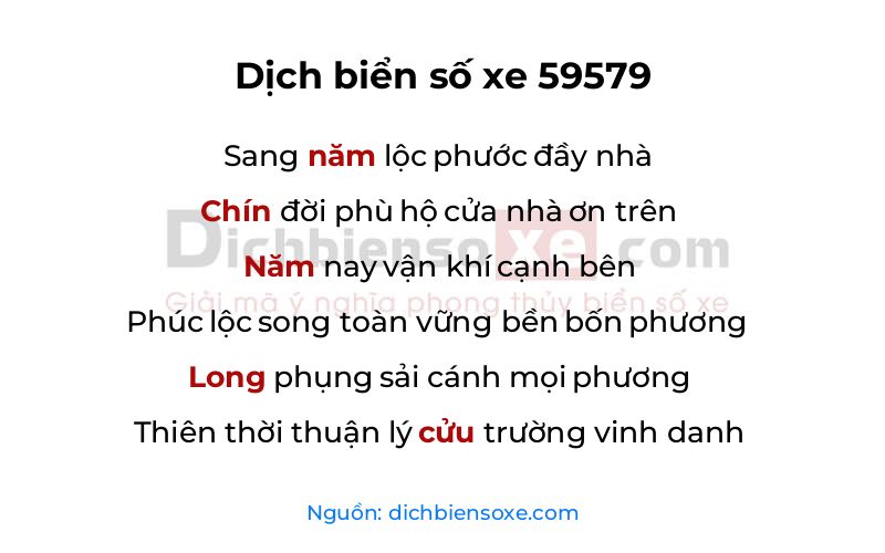 Dịch thơ biển số 59579