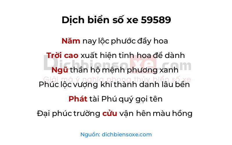 Dịch thơ biển số 59589
