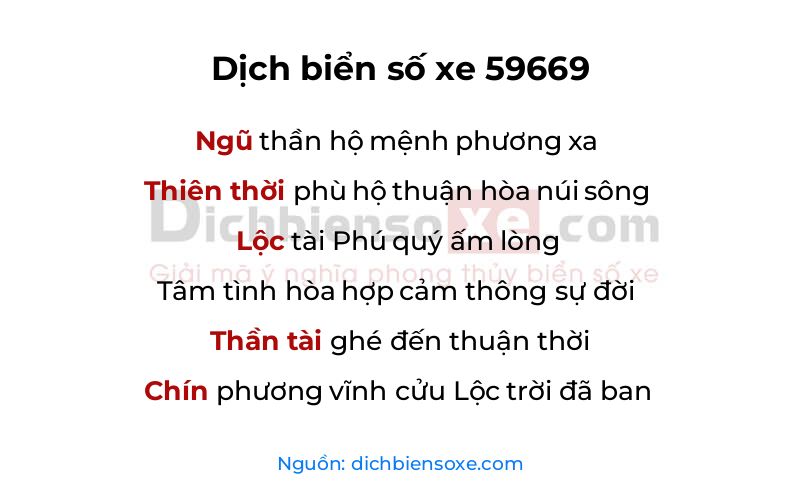 Dịch thơ biển số 59669