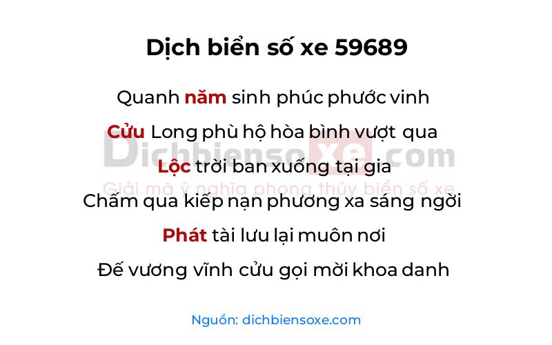 Dịch thơ biển số 59689
