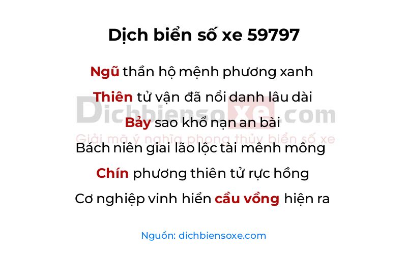 Dịch thơ biển số 59797