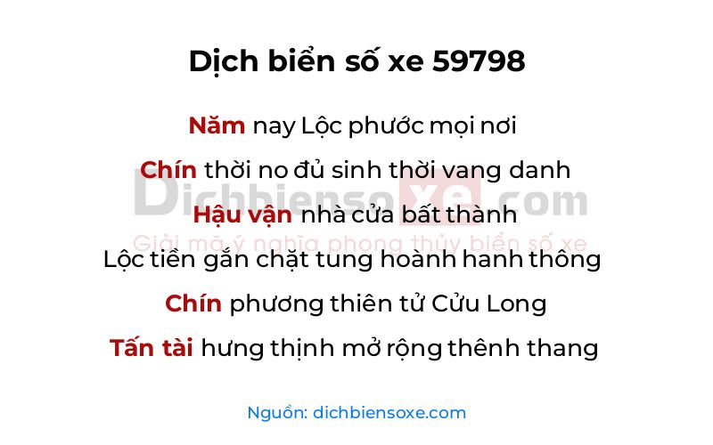 Dịch thơ biển số 59798