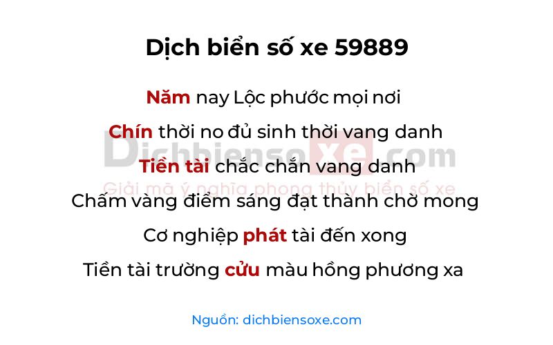 Dịch thơ biển số 59889