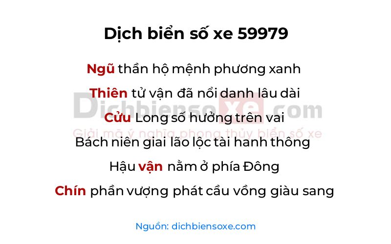 Dịch thơ biển số 59979