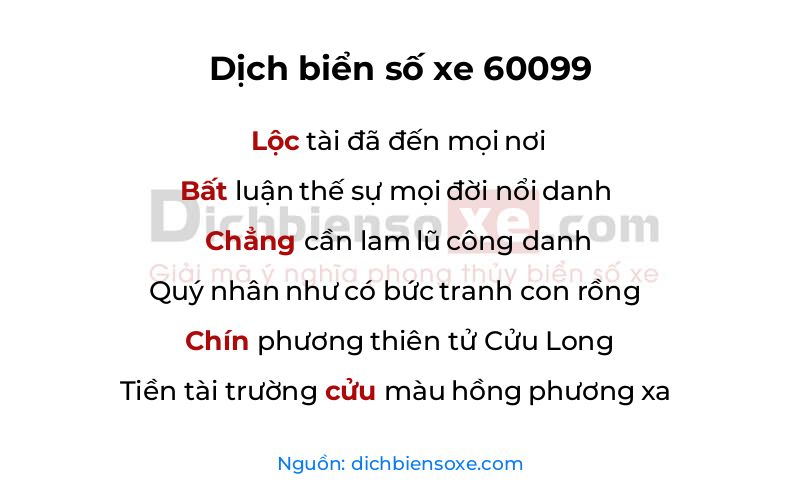 Dịch thơ biển số 60099