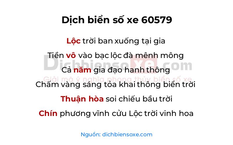 Dịch thơ biển số 60579