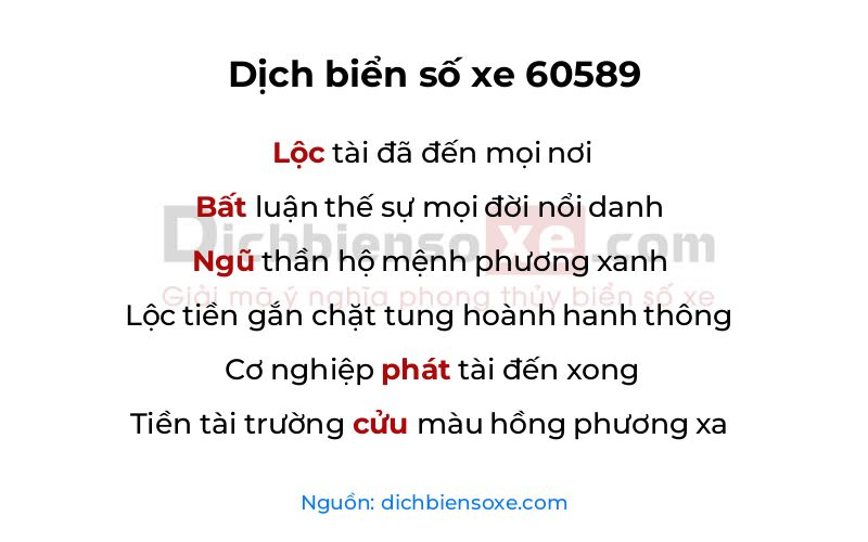 Dịch thơ biển số 60589
