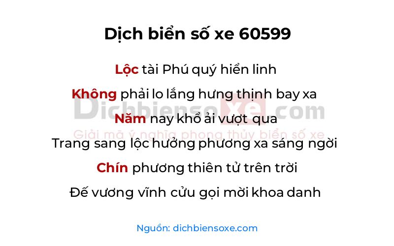 Dịch thơ biển số 60599
