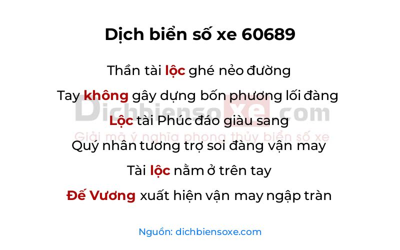 Dịch thơ biển số 60689