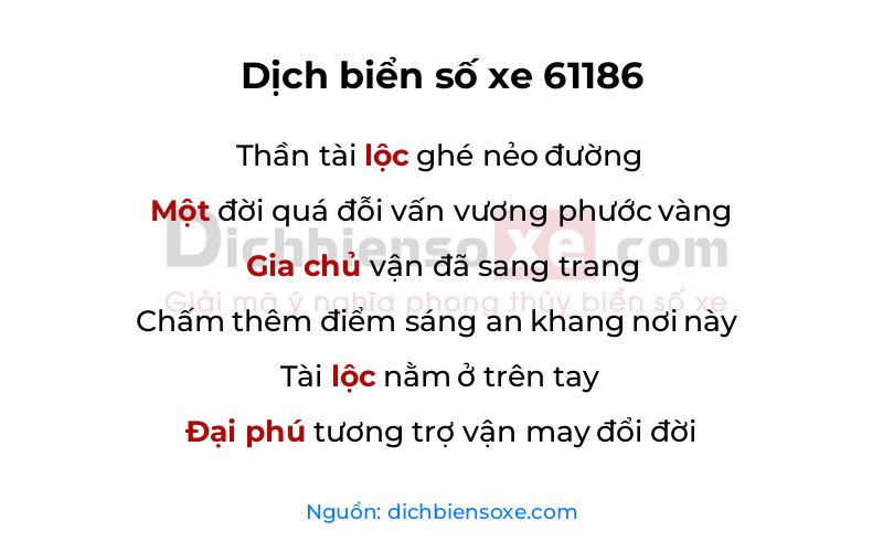 Dịch thơ biển số 61186