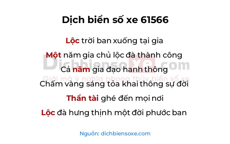 Dịch thơ biển số 61566