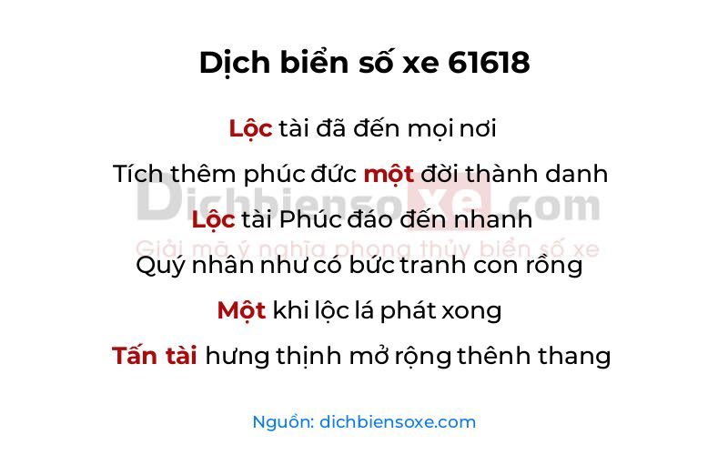 Dịch thơ biển số 61618