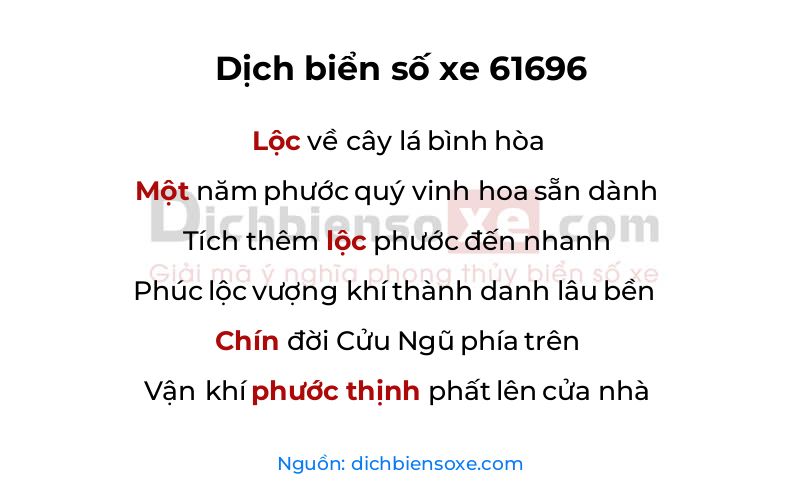 Dịch thơ biển số 61696