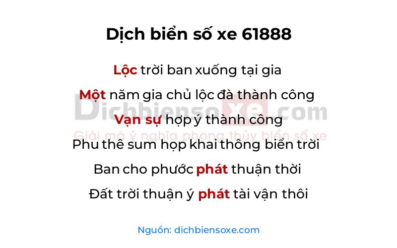 Dịch thơ biển số 61888