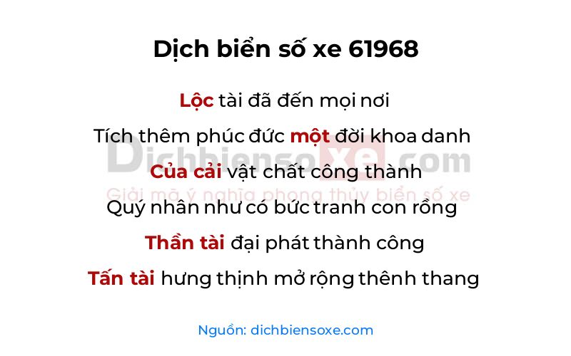 Dịch thơ biển số 61968