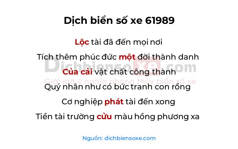 Dịch thơ biển số 61989