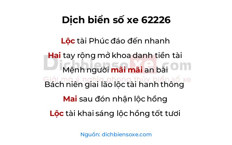 Dịch thơ biển số 62226