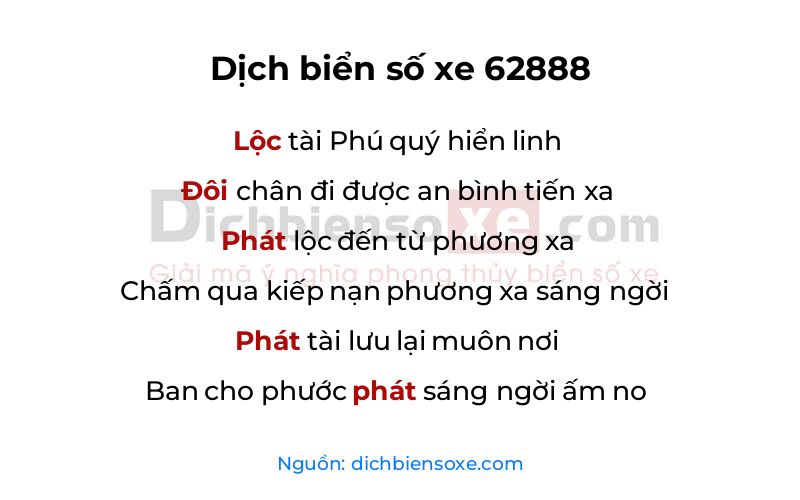 Dịch thơ biển số 62888