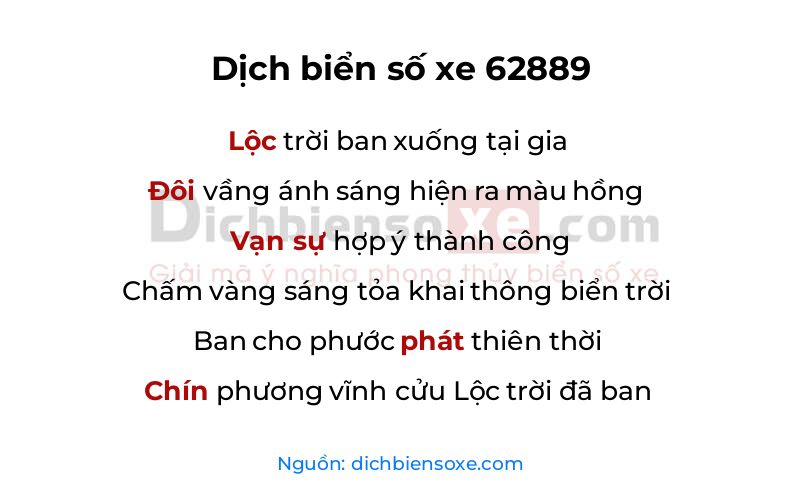 Dịch thơ biển số 62889