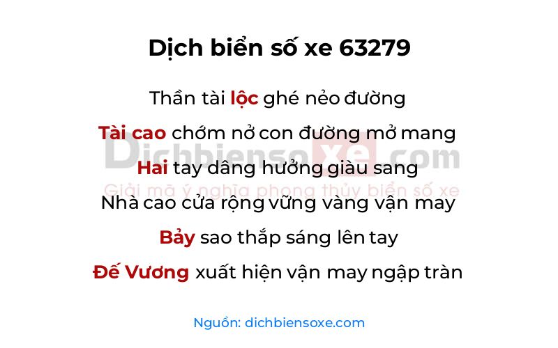Dịch thơ biển số 63279